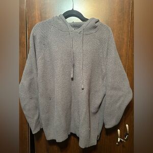 Maurices Waffle Knit Hooded Pullover Sweater in Light Gray